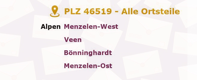 Postleitzahl 46519 Alpen, Nordrhein-Westfalen - Alle Orte und Ortsteile