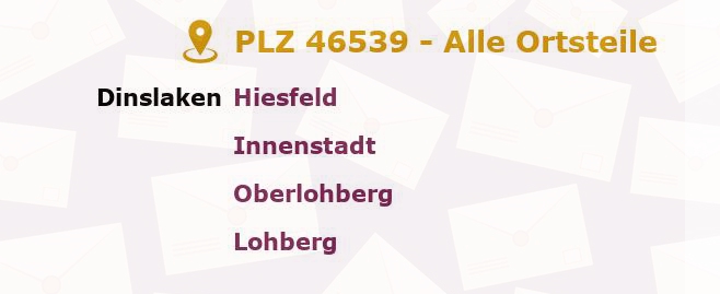 Postleitzahl 46539 Dinslaken, Nordrhein-Westfalen - Alle Orte und Ortsteile