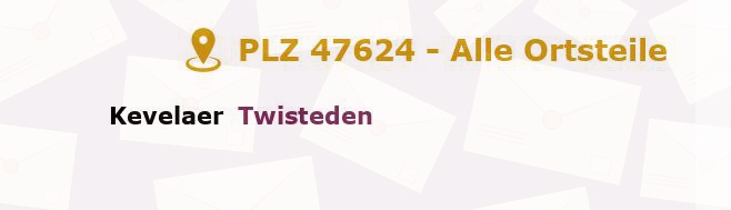 Postleitzahl 47624 Kevelaer, Nordrhein-Westfalen - Alle Orte und Ortsteile