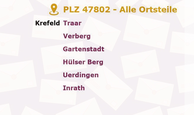 Postleitzahl 47802 Krefeld, Nordrhein-Westfalen - Alle Orte und Ortsteile