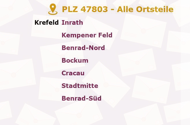 Postleitzahl 47803 Krefeld, Nordrhein-Westfalen - Alle Orte und Ortsteile