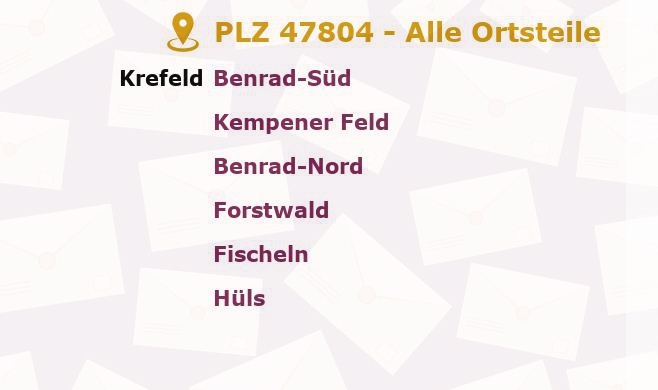 Postleitzahl 47804 Krefeld, Nordrhein-Westfalen - Alle Orte und Ortsteile