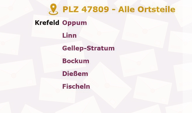 Postleitzahl 47809 Krefeld, Nordrhein-Westfalen - Alle Orte und Ortsteile
