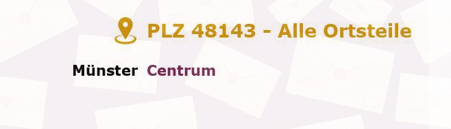 Postleitzahl 48143 Münster, Nordrhein-Westfalen - Alle Orte und Ortsteile
