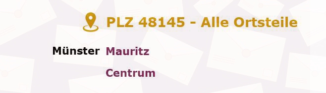 Postleitzahl 48145 Münster, Nordrhein-Westfalen - Alle Orte und Ortsteile