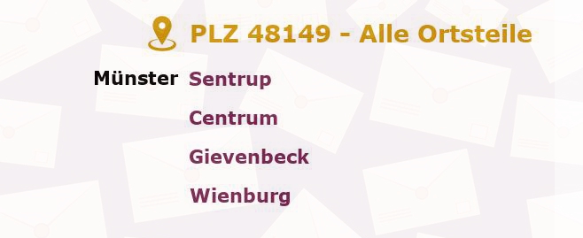 Postleitzahl 48149 Münster, Nordrhein-Westfalen - Alle Orte und Ortsteile
