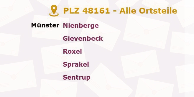 Postleitzahl 48161 Münster, Nordrhein-Westfalen - Alle Orte und Ortsteile