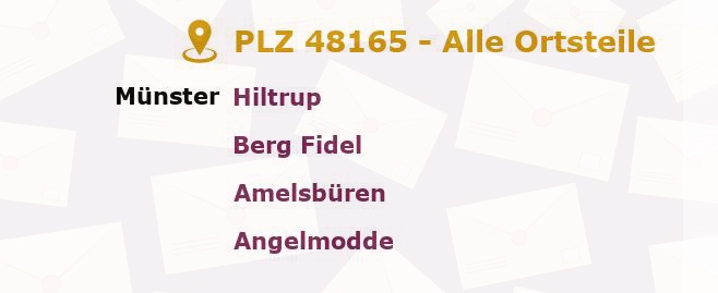 Postleitzahl 48165 Münster, Nordrhein-Westfalen - Alle Orte und Ortsteile