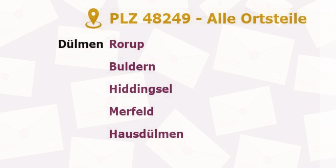 Postleitzahl 48249 Dülmen, Nordrhein-Westfalen - Alle Orte und Ortsteile