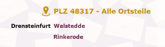 Postleitzahl 48317 Drensteinfurt, Nordrhein-Westfalen - Alle Orte und Ortsteile