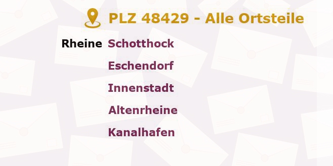 Postleitzahl 48429 Rheine, Nordrhein-Westfalen - Alle Orte und Ortsteile