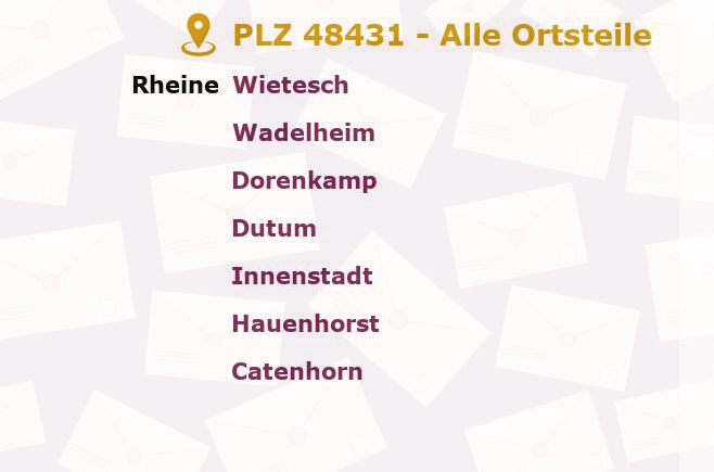 Postleitzahl 48431 Rheine, Nordrhein-Westfalen - Alle Orte und Ortsteile