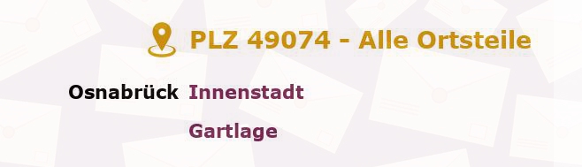 Postleitzahl 49074 Osnabrück, Niedersachsen - Alle Orte und Ortsteile