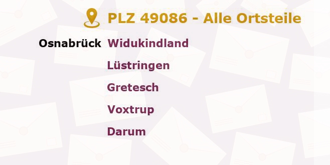 Postleitzahl 49086 Osnabrück, Niedersachsen - Alle Orte und Ortsteile