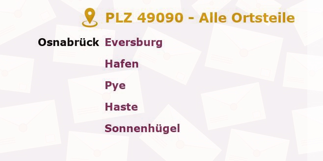 Postleitzahl 49090 Osnabrück, Niedersachsen - Alle Orte und Ortsteile
