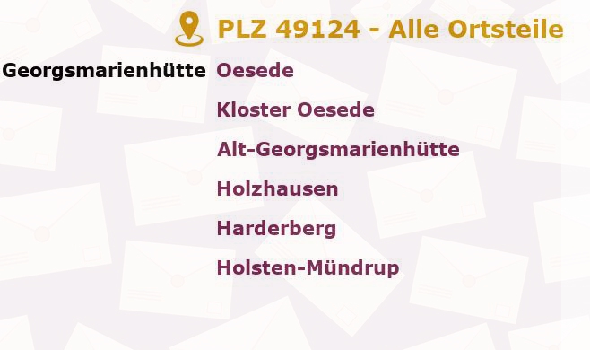 Postleitzahl 49124 Georgsmarienhütte, Niedersachsen - Alle Orte und Ortsteile