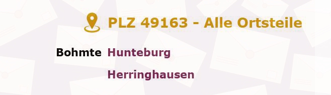 Postleitzahl 49163 Bohmte, Niedersachsen - Alle Orte und Ortsteile