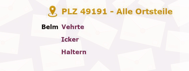 Postleitzahl 49191 Belm, Niedersachsen - Alle Orte und Ortsteile