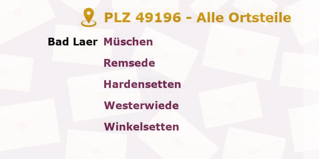 Postleitzahl 49196 Bad Laer, Niedersachsen - Alle Orte und Ortsteile