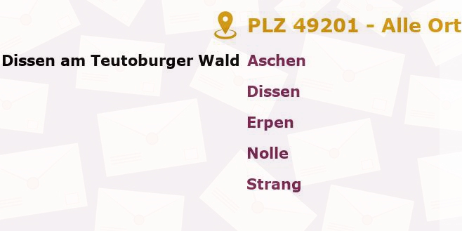 Postleitzahl 49201 Dissen, Niedersachsen - Alle Orte und Ortsteile