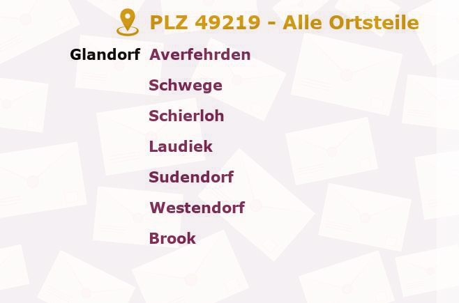 Postleitzahl 49219 Glandorf, Niedersachsen - Alle Orte und Ortsteile