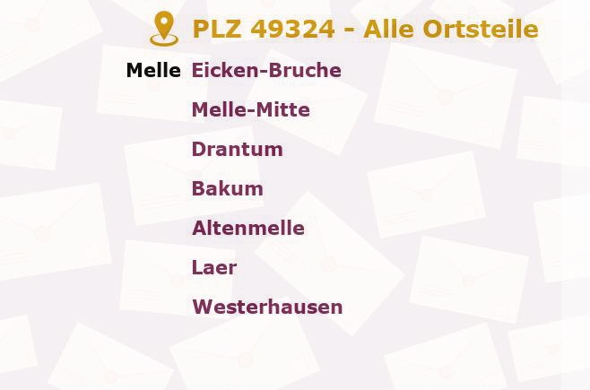 Postleitzahl 49324 Melle, Niedersachsen - Alle Orte und Ortsteile