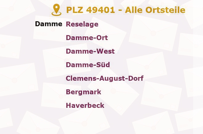 Postleitzahl 49401 Damme, Niedersachsen - Alle Orte und Ortsteile