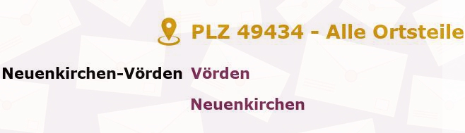 Postleitzahl 49434 Neuenkirchen-Vörden, Niedersachsen - Alle Orte und Ortsteile