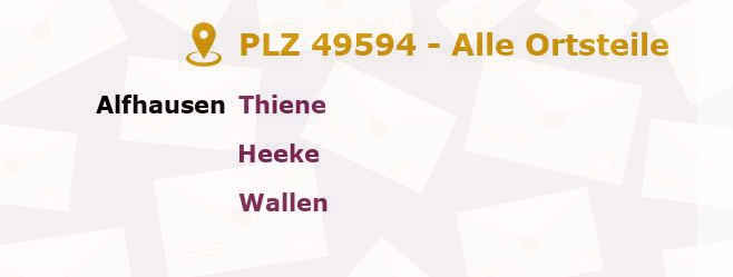 Postleitzahl 49594 Alfhausen, Niedersachsen - Alle Orte und Ortsteile