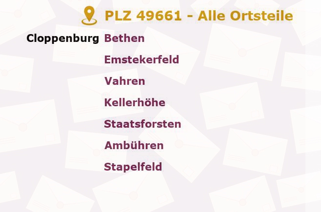 Postleitzahl 49661 Cloppenburg, Niedersachsen - Alle Orte und Ortsteile