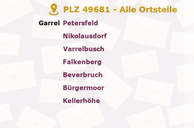 Postleitzahl 49681 Garrel, Niedersachsen - Alle Orte und Ortsteile