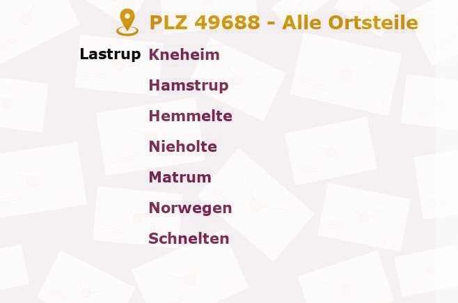 Postleitzahl 49688 Hamstrup, Niedersachsen - Alle Orte und Ortsteile