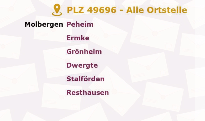 Postleitzahl 49696 Molbergen, Niedersachsen - Alle Orte und Ortsteile