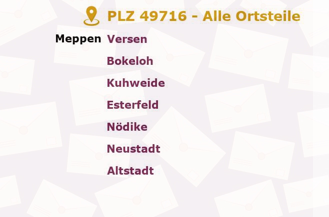 Postleitzahl 49716 Meppen, Niedersachsen - Alle Orte und Ortsteile