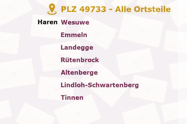 Postleitzahl 49733 Haren, Niedersachsen - Alle Orte und Ortsteile