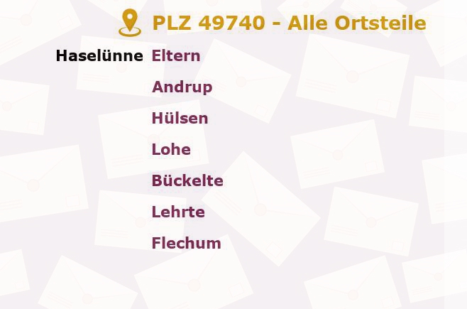 Postleitzahl 49740 Haselünne, Niedersachsen - Alle Orte und Ortsteile