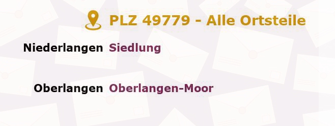 Postleitzahl 49779 Oberlangen, Niedersachsen - Alle Orte und Ortsteile