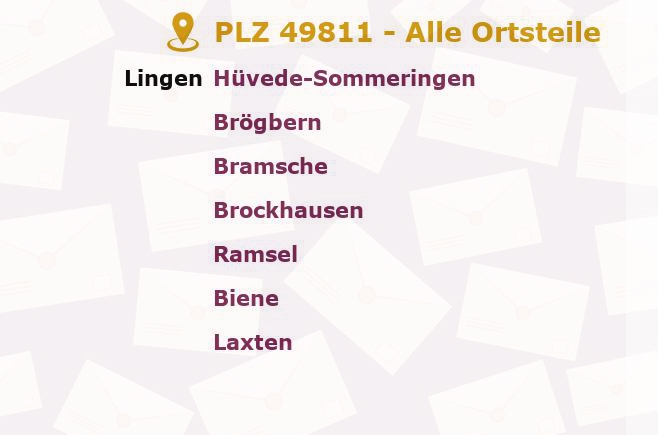 Postleitzahl 49811 Lingen, Niedersachsen - Alle Orte und Ortsteile