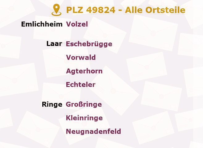 Postleitzahl 49824 Emlichheim, Niedersachsen - Alle Orte und Ortsteile