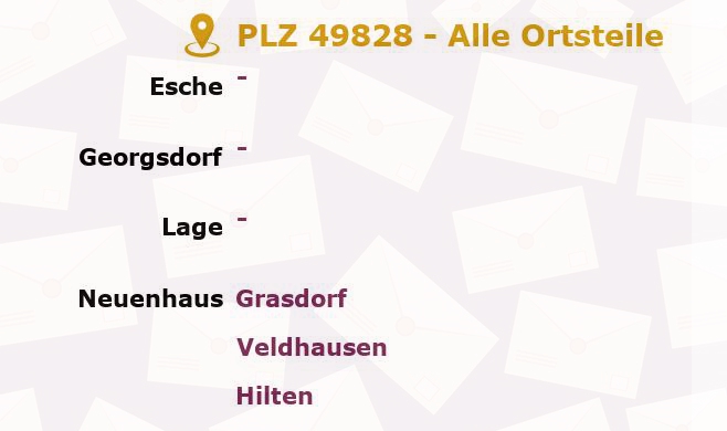 Postleitzahl 49828 Georgsdorf, Niedersachsen - Alle Orte und Ortsteile