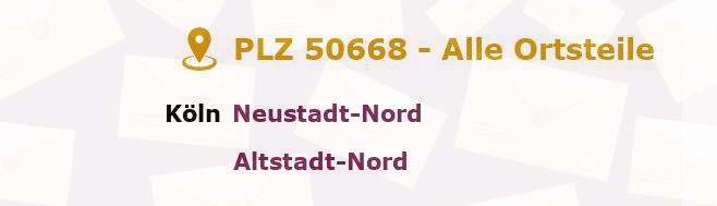 Postleitzahl 50668 Köln, Nordrhein-Westfalen - Alle Orte und Ortsteile