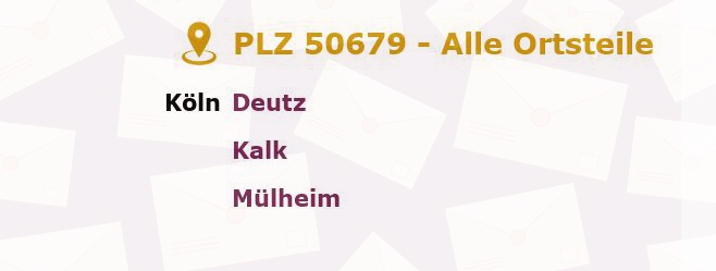 Postleitzahl 50679 Köln, Nordrhein-Westfalen - Alle Orte und Ortsteile