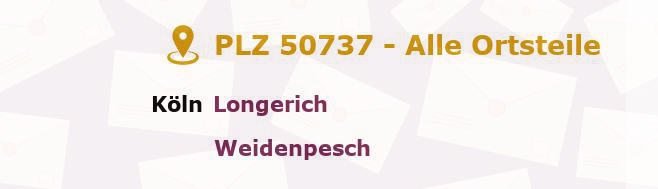 Postleitzahl 50737 Köln, Nordrhein-Westfalen - Alle Orte und Ortsteile