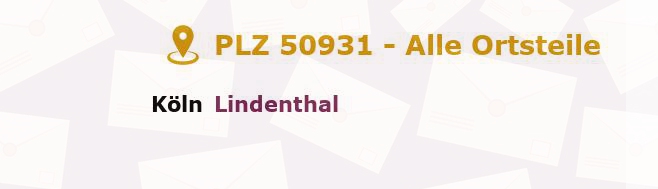 Postleitzahl 50931 Köln, Nordrhein-Westfalen - Alle Orte und Ortsteile