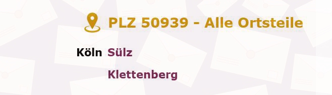 Postleitzahl 50939 Köln, Nordrhein-Westfalen - Alle Orte und Ortsteile