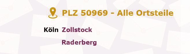 Postleitzahl 50969 Köln, Nordrhein-Westfalen - Alle Orte und Ortsteile