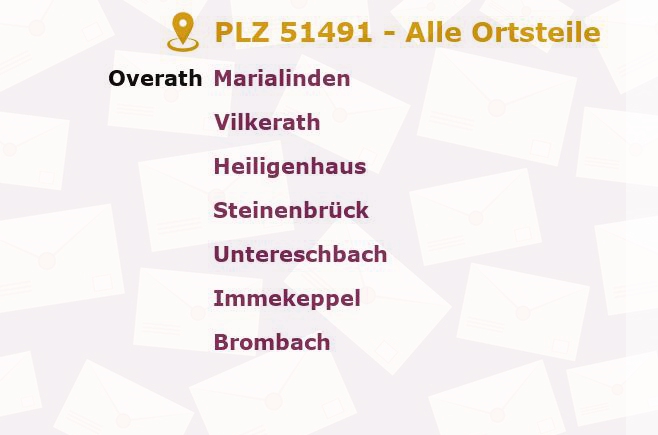 Postleitzahl 51491 Overath, Nordrhein-Westfalen - Alle Orte und Ortsteile