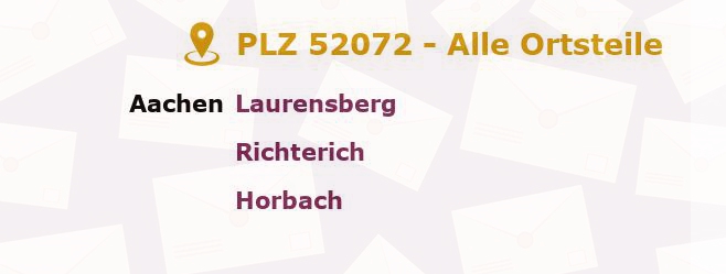 Postleitzahl 52072 Aachen, Nordrhein-Westfalen - Alle Orte und Ortsteile