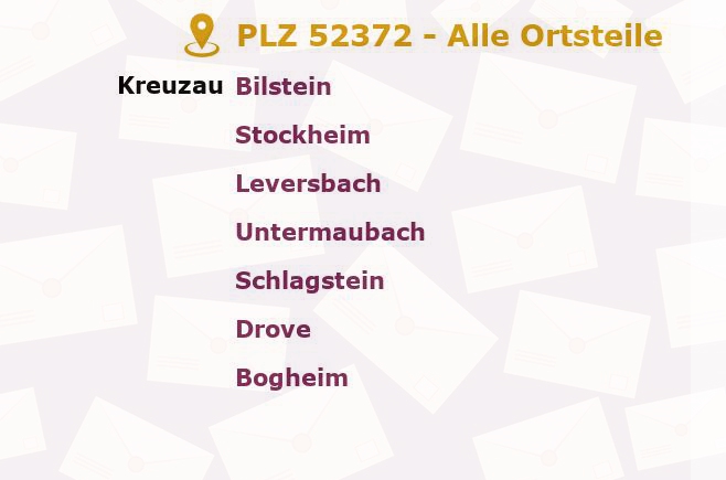 Postleitzahl 52372 Kreuzau, Nordrhein-Westfalen - Alle Orte und Ortsteile