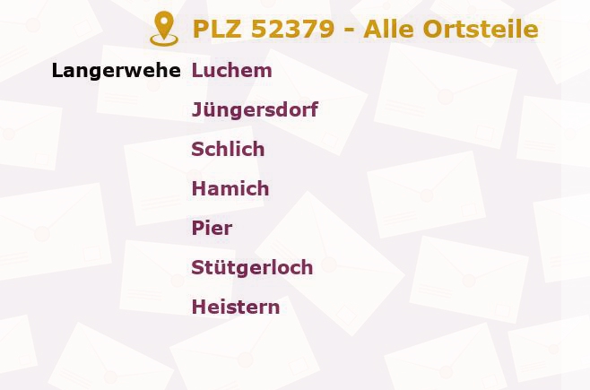 Postleitzahl 52379 Langerwehe, Nordrhein-Westfalen - Alle Orte und Ortsteile